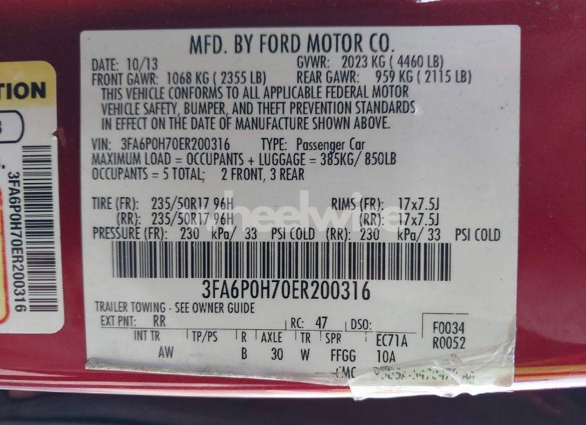 Photo 9 of 2014 Ford Fusion SE (VIN 3FA6P0H70ER200316)