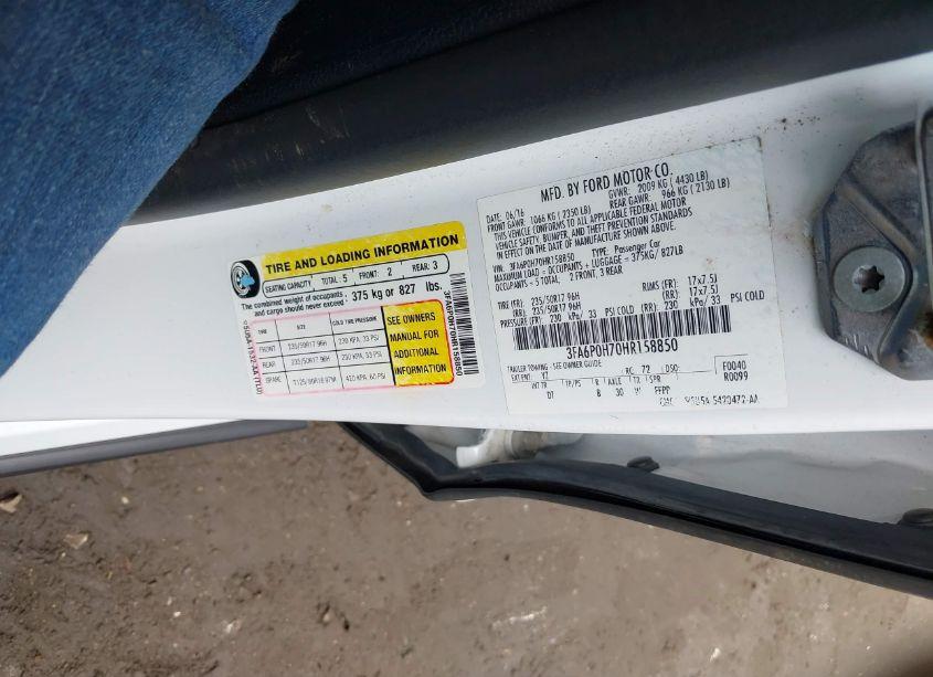 Photo 9 of 2017 Ford Fusion SE (VIN 3FA6P0H70HR158850)