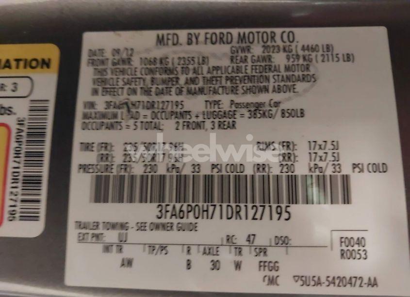 Photo 9 of 2013 Ford Fusion SE (VIN 3FA6P0H71DR127195)