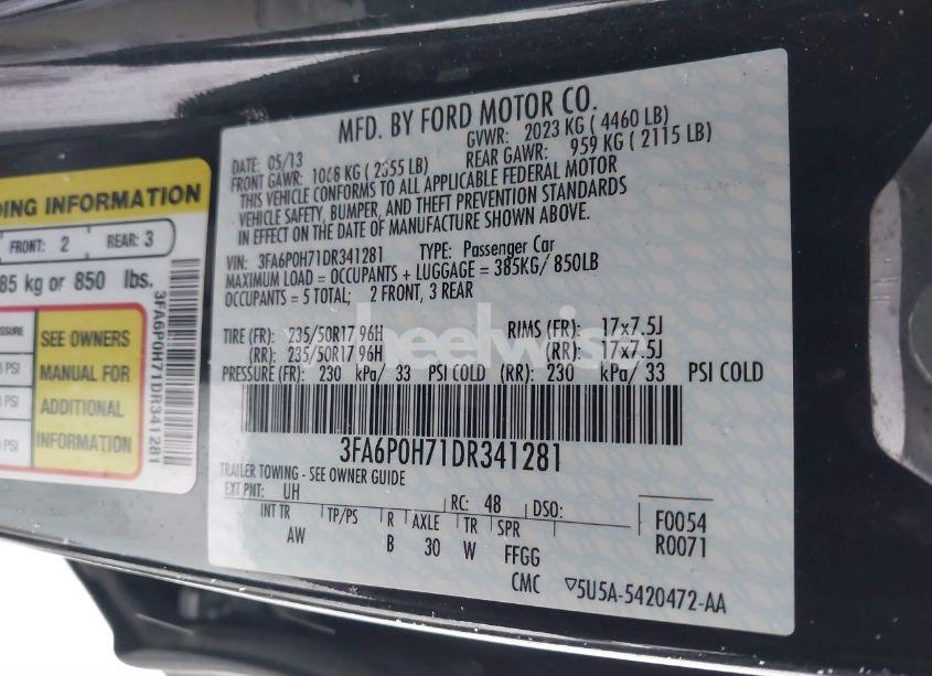 Photo 9 of 2013 Ford Fusion SE (VIN 3FA6P0H71DR341281)