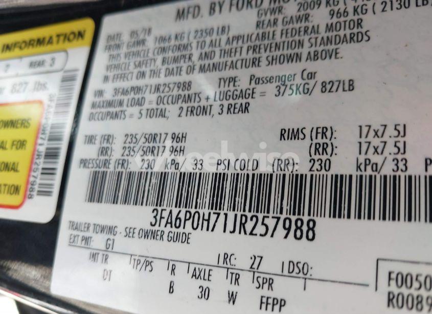 Photo 9 of 2018 Ford Fusion SE (VIN 3FA6P0H71JR257988)