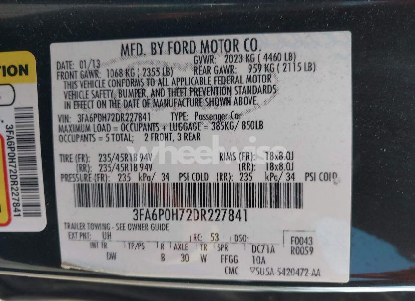 Photo 9 of 2013 Ford Fusion SE (VIN 3FA6P0H72DR227841)