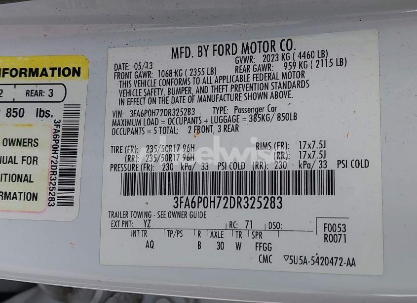 Photo 9 of 2013 Ford Fusion SE (VIN 3FA6P0H72DR325283)