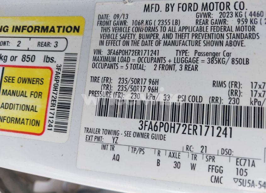 Photo 9 of 2014 Ford Fusion SE (VIN 3FA6P0H72ER171241)