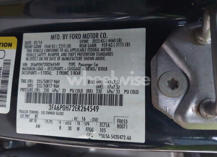 Photo 9 of 2014 Ford Fusion SE (VIN 3FA6P0H72ER264549)