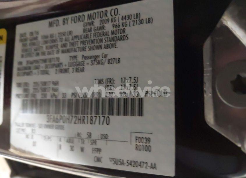 Photo 9 of 2017 Ford Fusion SE (VIN 3FA6P0H72HR187170)