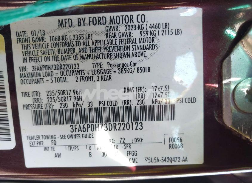 Photo 8 of 2013 Ford Fusion SE (VIN 3FA6P0H73DR220123)