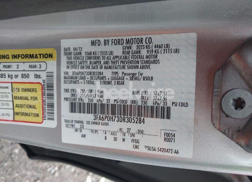 Photo 9 of 2013 Ford Fusion SE (VIN 3FA6P0H73DR305284)