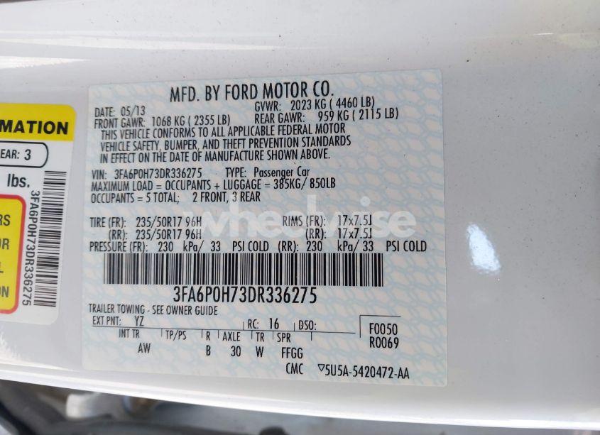 Photo 9 of 2013 Ford Fusion SE (VIN 3FA6P0H73DR336275)