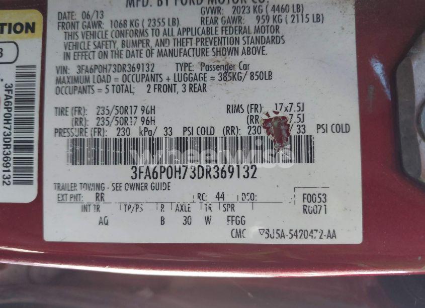 Photo 9 of 2013 Ford Fusion SE (VIN 3FA6P0H73DR369132)