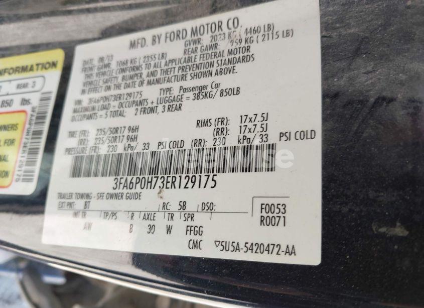 Photo 9 of 2014 Ford Fusion SE (VIN 3FA6P0H73ER129175)