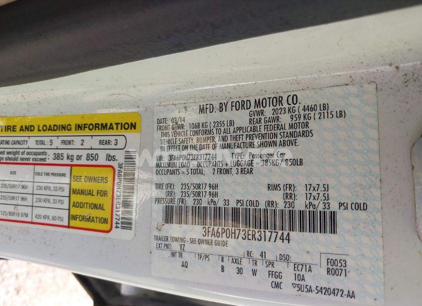 Photo 9 of 2014 Ford Fusion SE (VIN 3FA6P0H73ER317744)