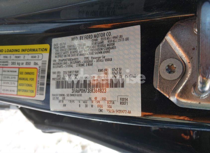 Photo 9 of 2014 Ford Fusion SE (VIN 3FA6P0H73ER364823)