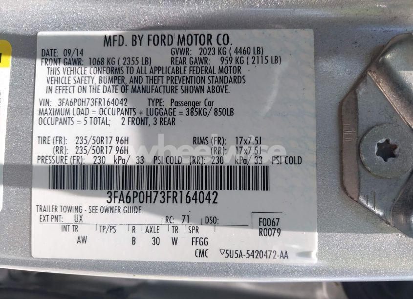 Photo 9 of 2015 Ford Fusion SE (VIN 3FA6P0H73FR164042)