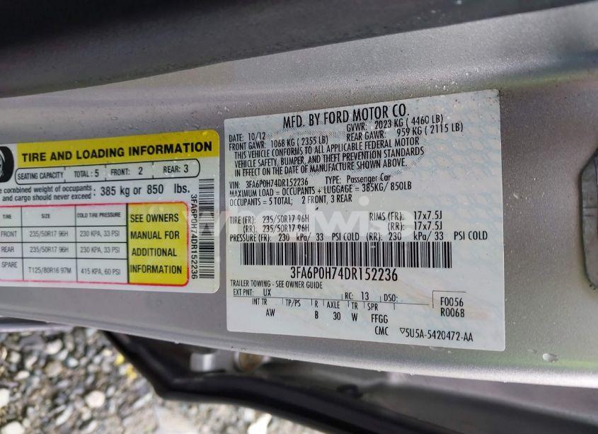 Photo 9 of 2013 Ford Fusion SE (VIN 3FA6P0H74DR152236)