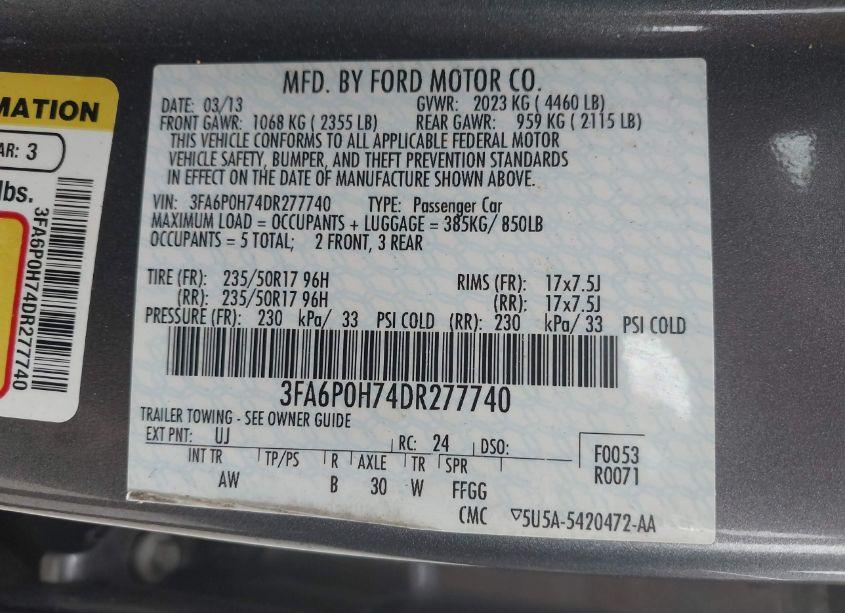 Photo 9 of 2013 Ford Fusion SE (VIN 3FA6P0H74DR277740)