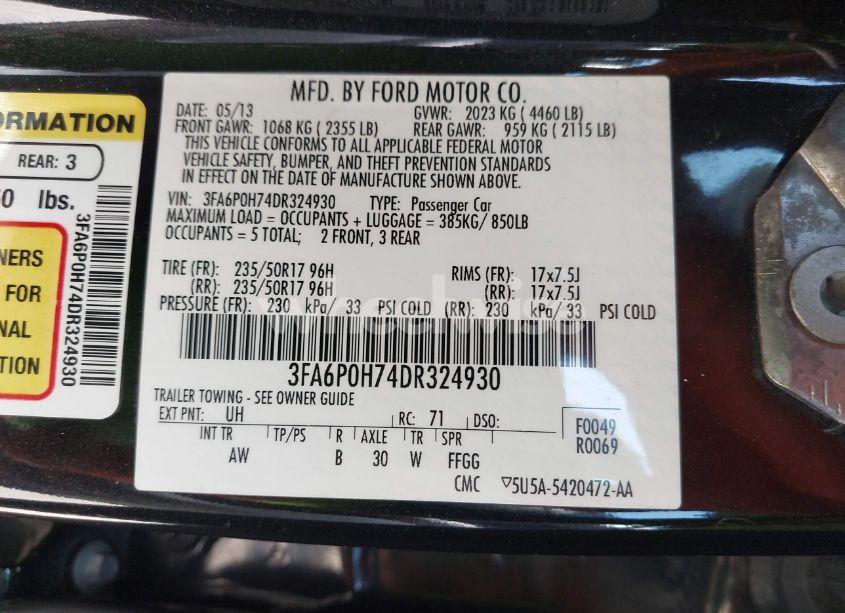 Photo 9 of 2013 Ford Fusion SE (VIN 3FA6P0H74DR324930)