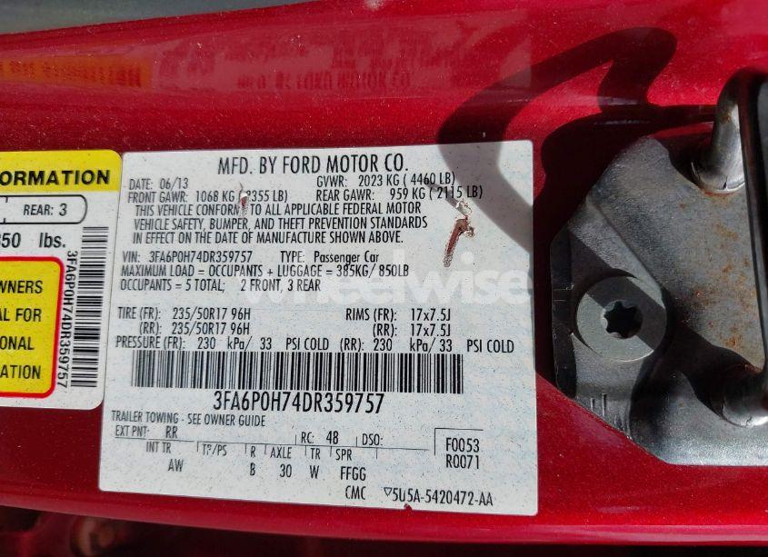 Photo 9 of 2013 Ford Fusion SE (VIN 3FA6P0H74DR359757)