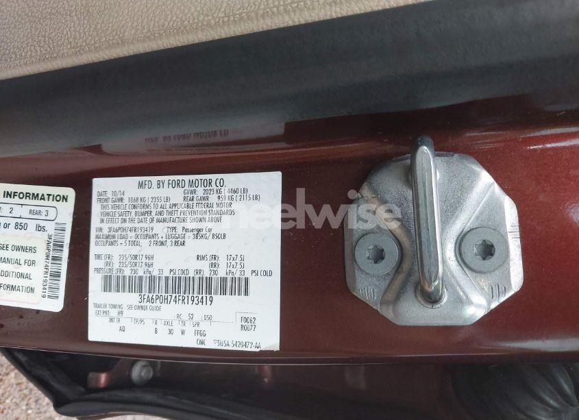 Photo 9 of 2015 Ford Fusion SE (VIN 3FA6P0H74FR193419)