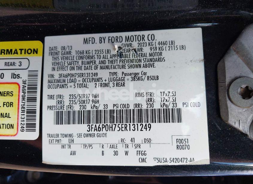 Photo 9 of 2014 Ford Fusion SE (VIN 3FA6P0H75ER131249)