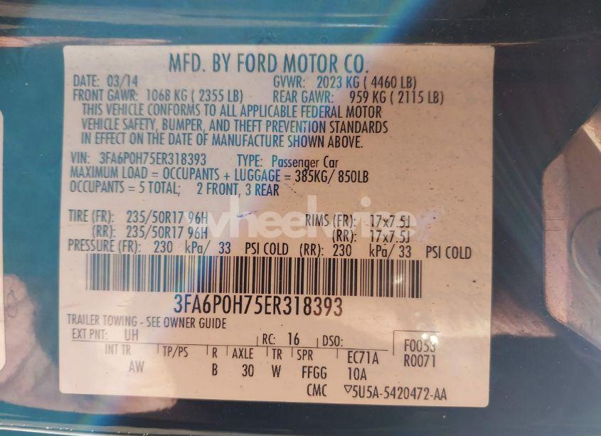 Photo 9 of 2014 Ford Fusion SE (VIN 3FA6P0H75ER318393)