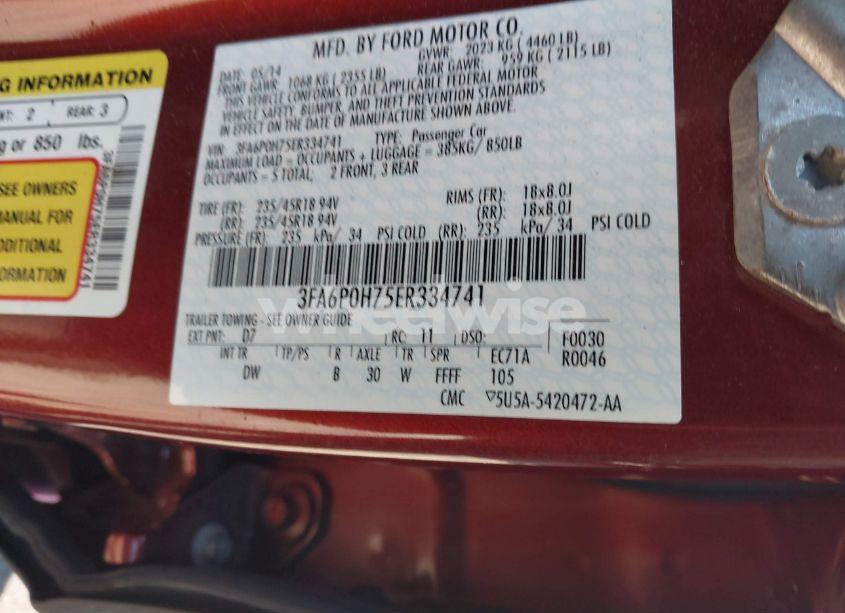 Photo 9 of 2014 Ford Fusion SE (VIN 3FA6P0H75ER334741)