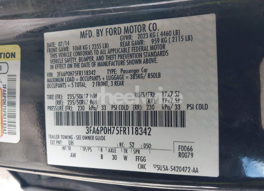 Photo 9 of 2015 Ford Fusion (VIN 3FA6P0H75FR118342)