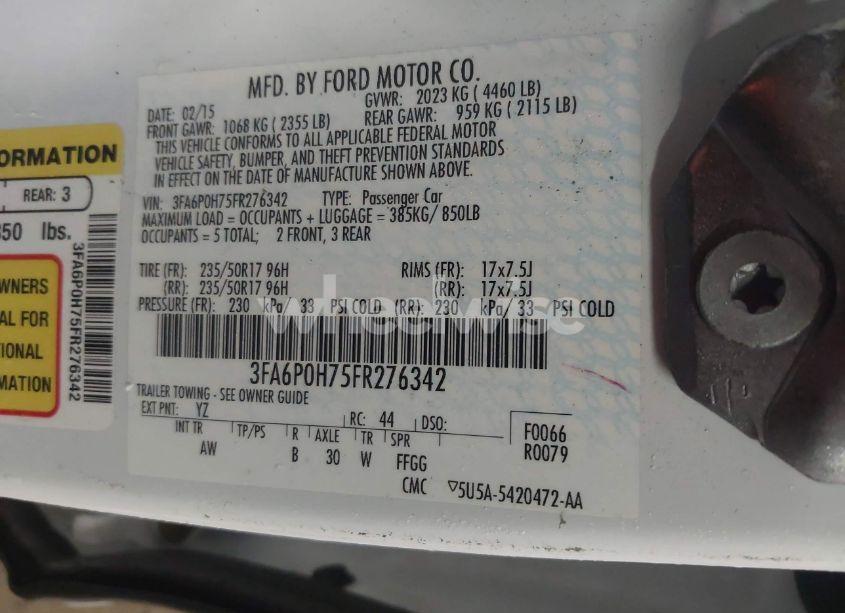 Photo 9 of 2015 Ford Fusion SE (VIN 3FA6P0H75FR276342)