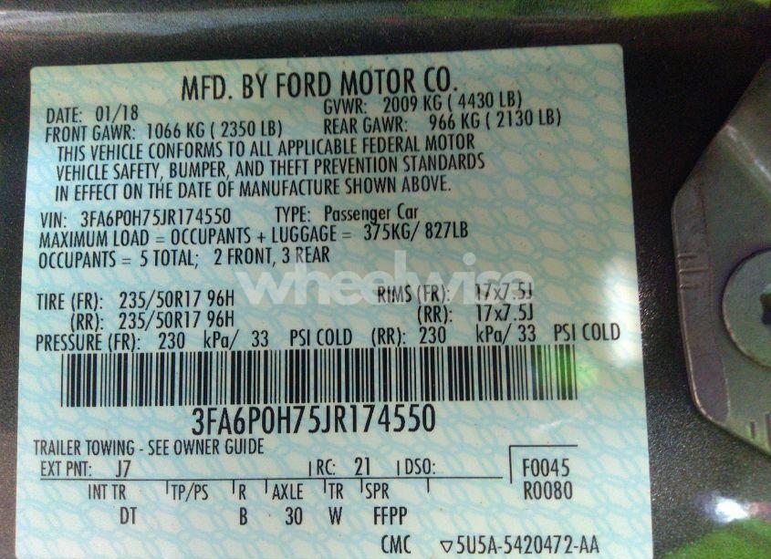Photo 9 of 2018 Ford Fusion SE (VIN 3FA6P0H75JR174550)