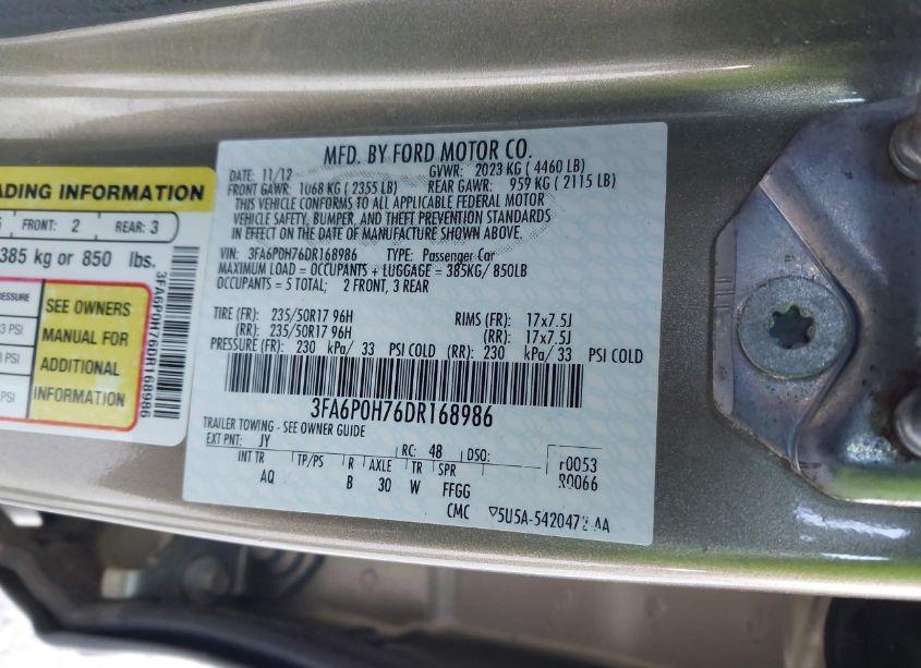 Photo 9 of 2013 Ford Fusion SE (VIN 3FA6P0H76DR168986)