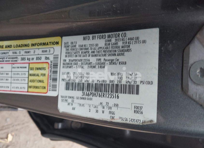 Photo 9 of 2014 Ford Fusion SE (VIN 3FA6P0H76ER123516)