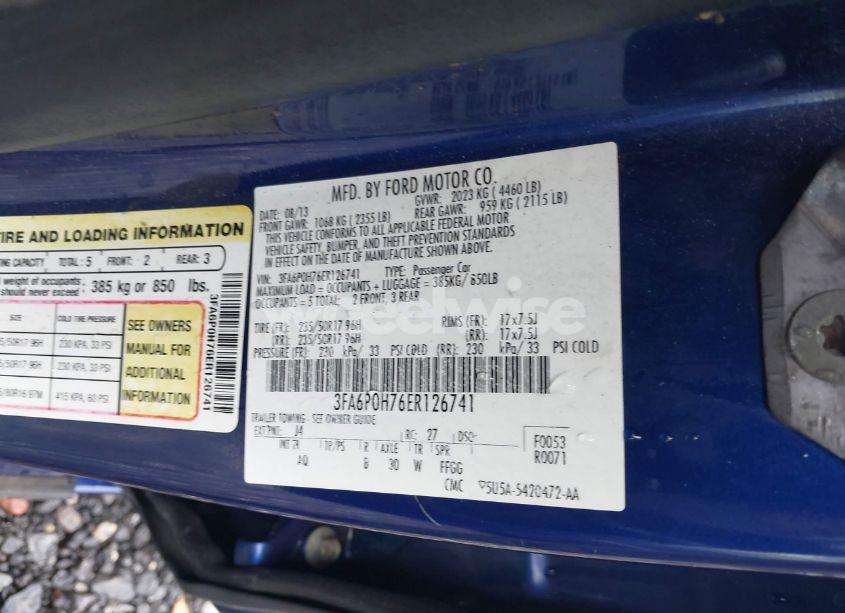 Photo 9 of 2014 Ford Fusion SE (VIN 3FA6P0H76ER126741)