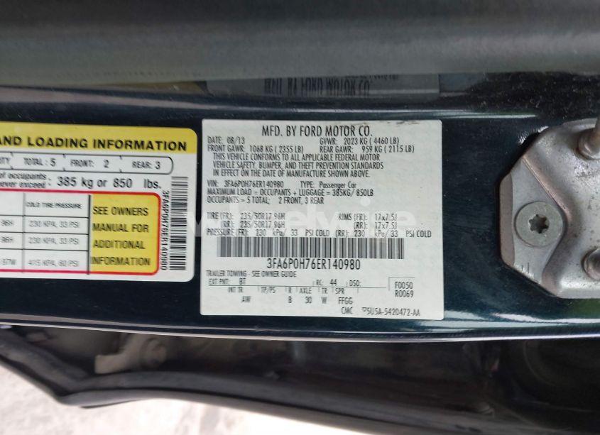 Photo 9 of 2014 Ford Fusion SE (VIN 3FA6P0H76ER140980)