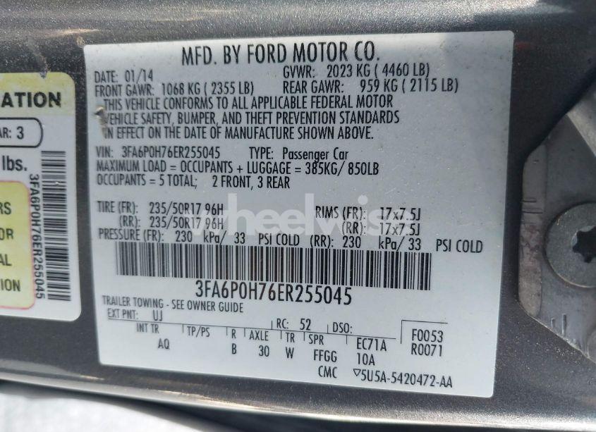Photo 9 of 2014 Ford Fusion SE (VIN 3FA6P0H76ER255045)