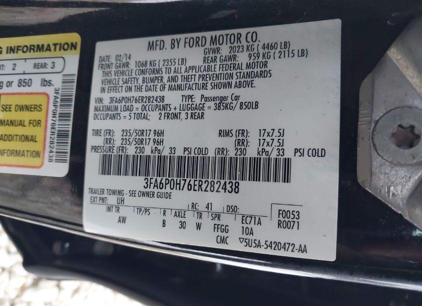 Photo 9 of 2014 Ford Fusion SE (VIN 3FA6P0H76ER282438)
