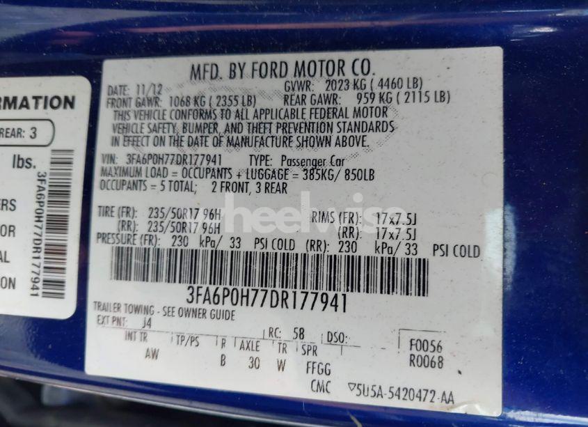 Photo 9 of 2013 Ford Fusion SE (VIN 3FA6P0H77DR177941)