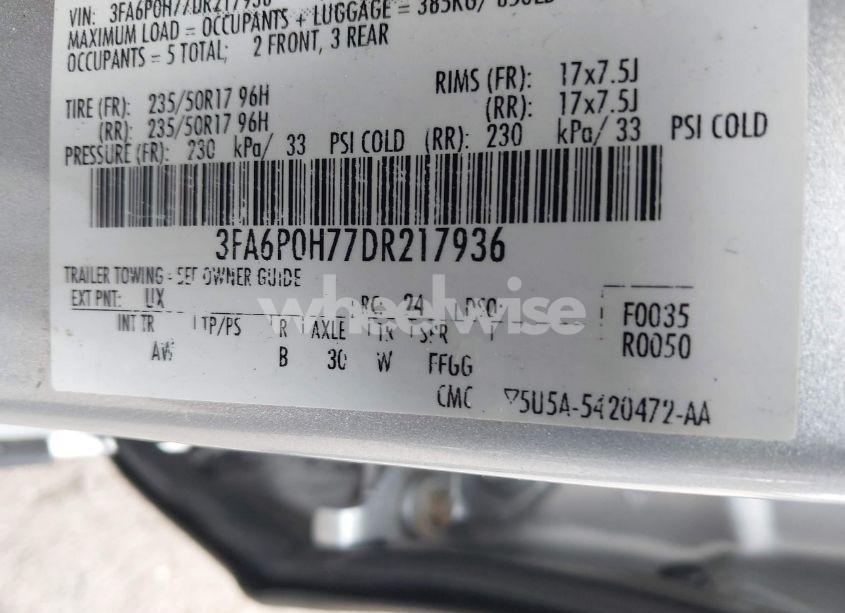 Photo 9 of 2013 Ford Fusion SE (VIN 3FA6P0H77DR217936)