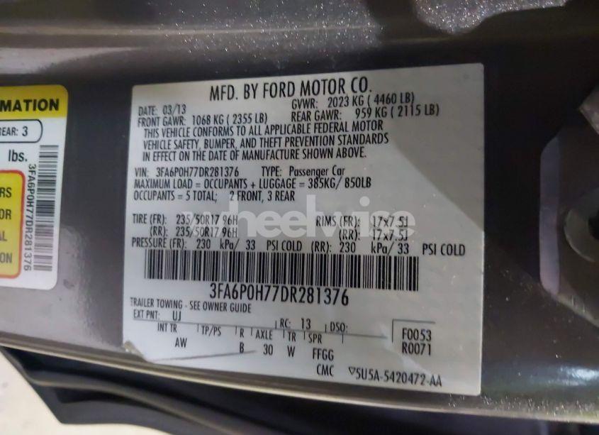 Photo 9 of 2013 Ford Fusion SE (VIN 3FA6P0H77DR281376)