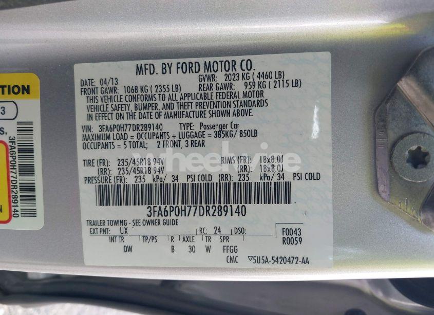 Photo 9 of 2013 Ford Fusion SE (VIN 3FA6P0H77DR289140)