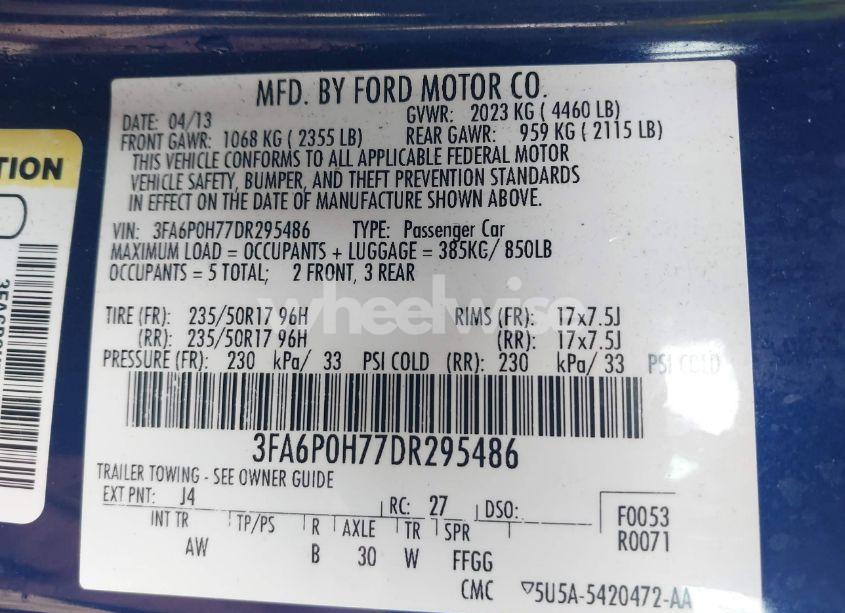 Photo 9 of 2013 Ford Fusion SE (VIN 3FA6P0H77DR295486)