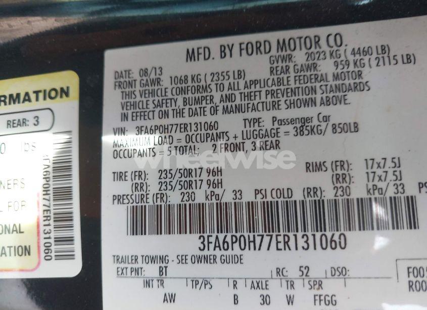 Photo 9 of 2014 Ford Fusion SE (VIN 3FA6P0H77ER131060)