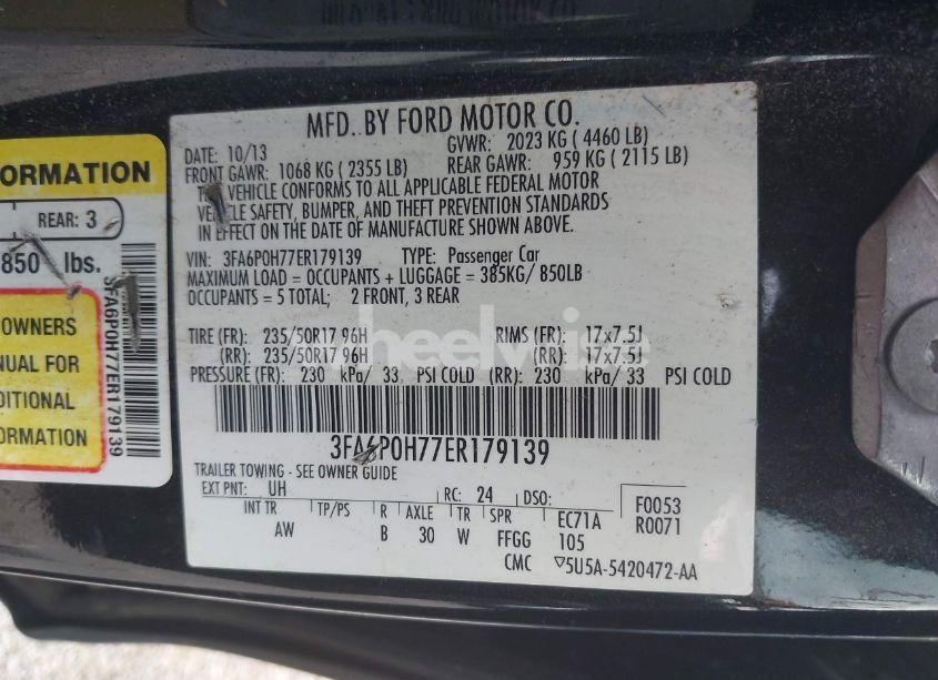 Photo 9 of 2014 Ford Fusion SE (VIN 3FA6P0H77ER179139)