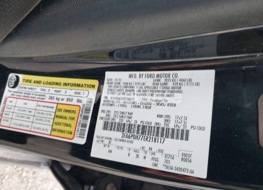 Photo 9 of 2014 Ford Fusion SE (VIN 3FA6P0H77ER218117)