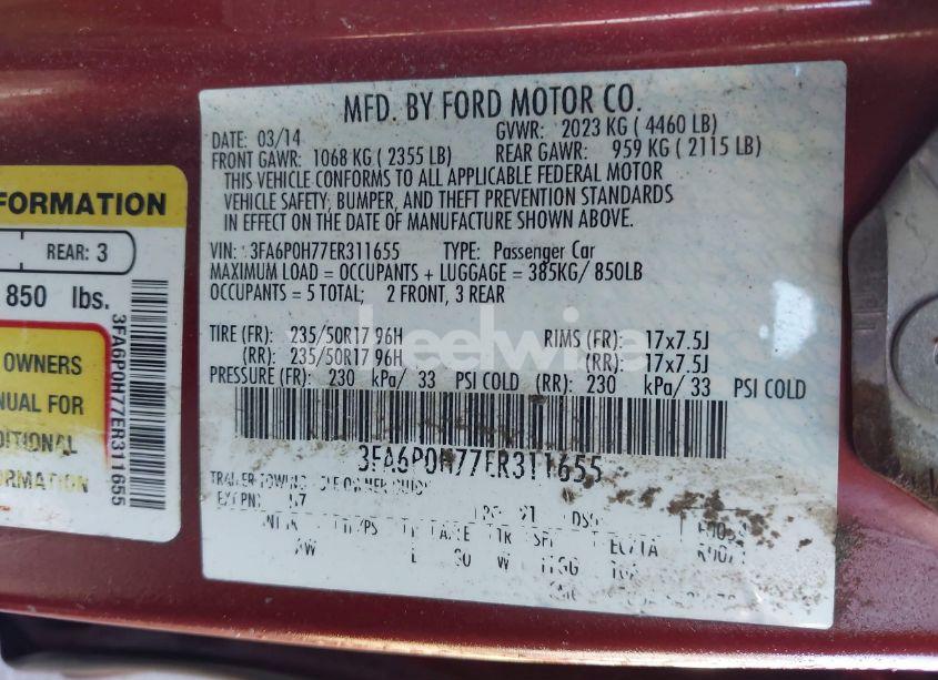 Photo 9 of 2014 Ford Fusion SE (VIN 3FA6P0H77ER311655)