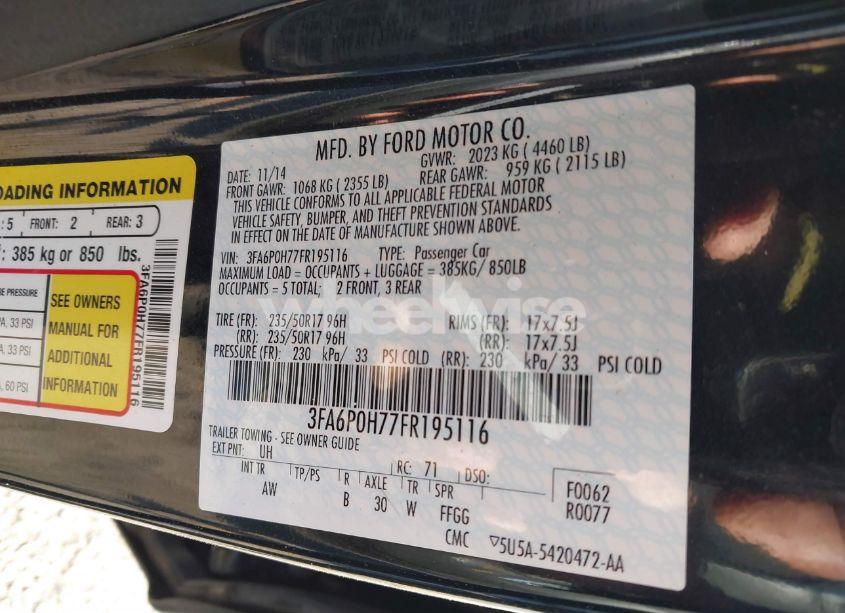 Photo 9 of 2015 Ford Fusion SE (VIN 3FA6P0H77FR195116)