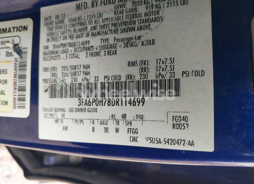 Photo 9 of 2013 Ford Fusion SE (VIN 3FA6P0H78DR114699)