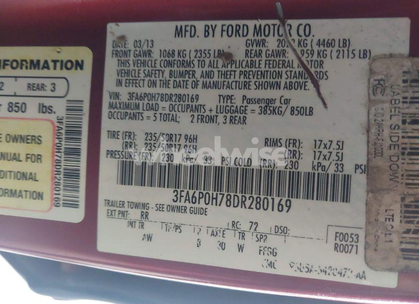 Photo 9 of 2013 Ford Fusion SE (VIN 3FA6P0H78DR280169)