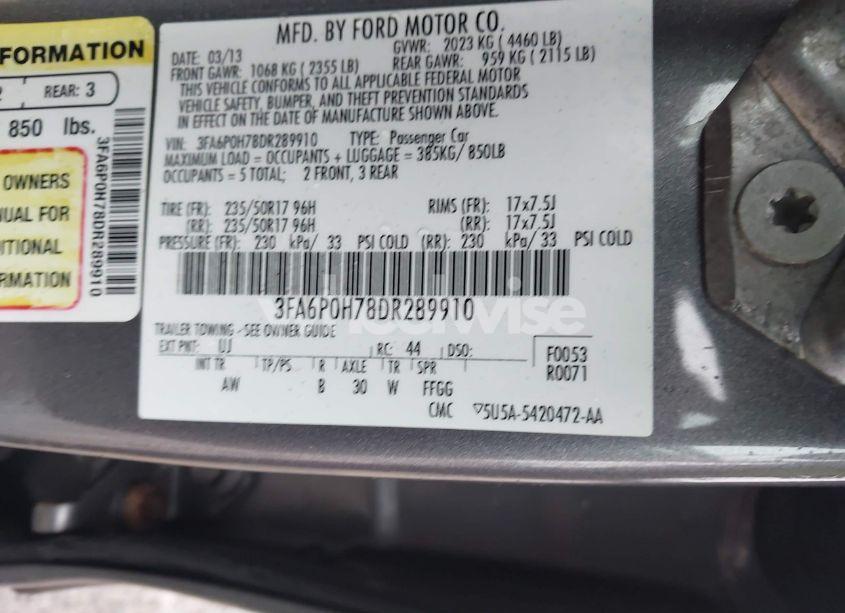 Photo 9 of 2013 Ford Fusion SE (VIN 3FA6P0H78DR289910)