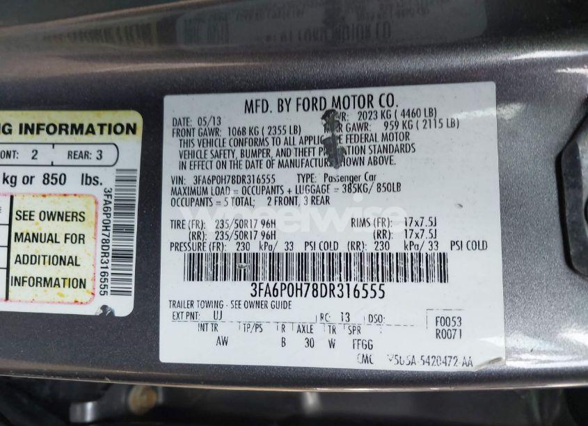 Photo 9 of 2013 Ford Fusion SE (VIN 3FA6P0H78DR316555)