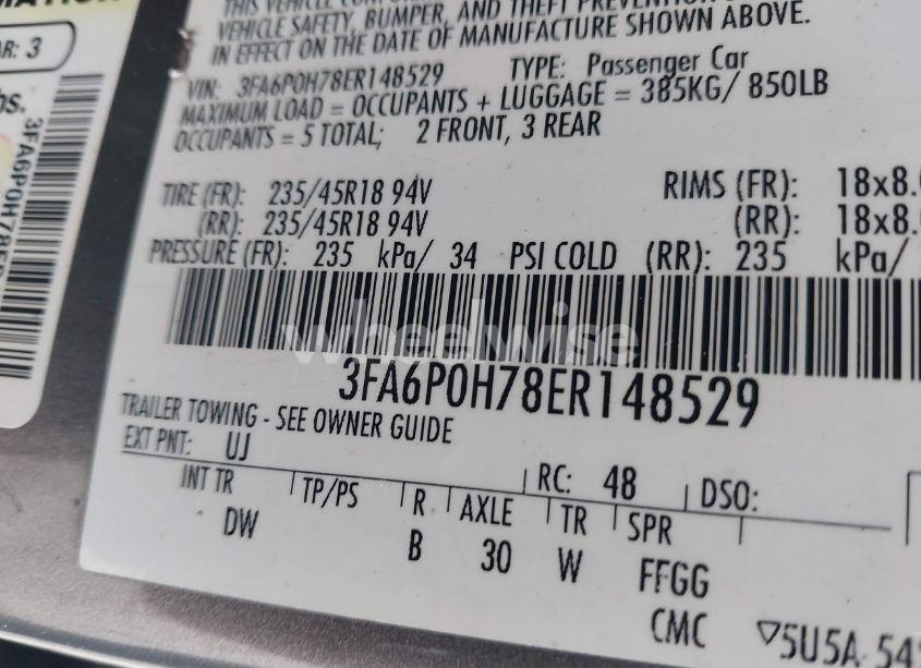 Photo 9 of 2014 Ford Fusion SE (VIN 3FA6P0H78ER148529)